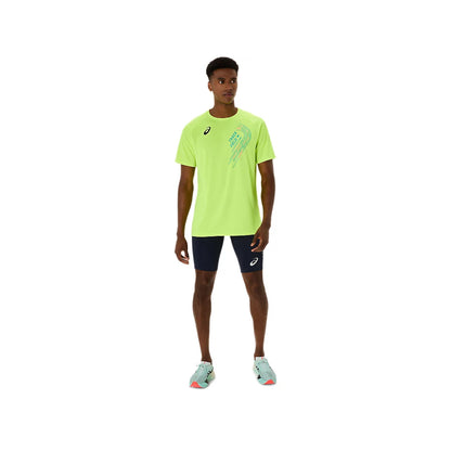 ASICS Men's Track Graphic Short Sleeve Top (Neon Green)