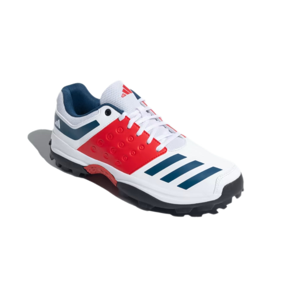 Adidas Men's Crinu 23 Cricket Shoe (Cloud White/Blue Night/Better Scarlet)