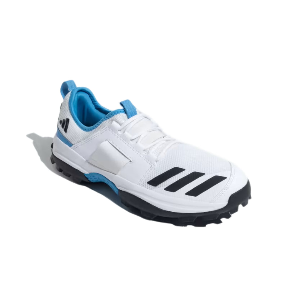 Adidas Men's Cricup 23 Cricket Shoe (Cloud White/Core Black/Pulse Blue)