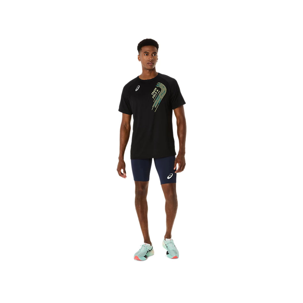 ASICS Men's Track Graphic Short Sleeve Top (Black)