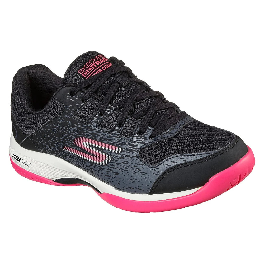 skechers relaxed fit court pickleball black tennis shoe