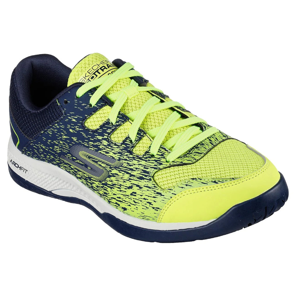 skechers relaxed fit court pickleball yellow tennis shoe