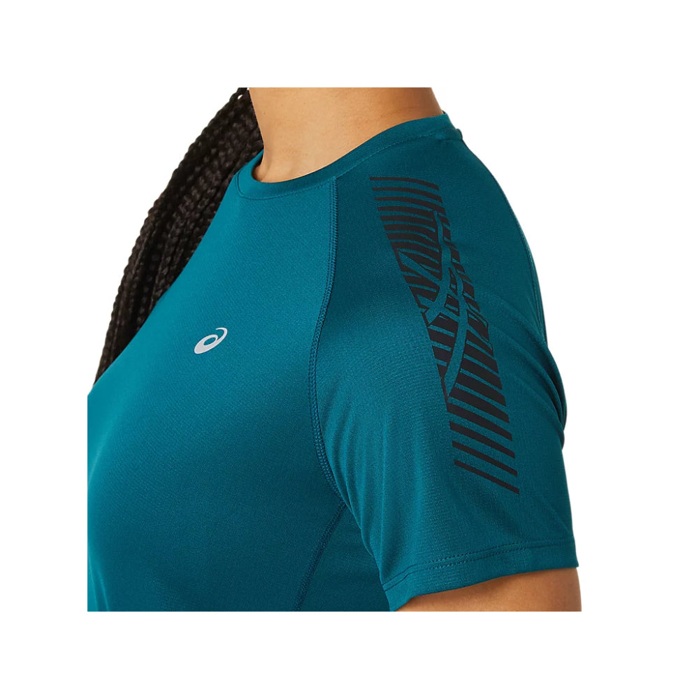 asics new Icon Short Sleeve Velvet Pine,Performance Black Top