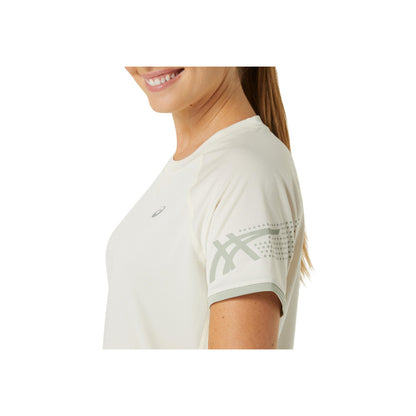 ASICS Women's Icon Short Sleeve Top (Birch/Olive Grey)
