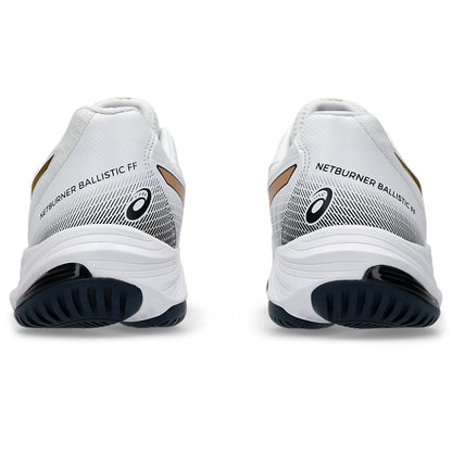 ASICS Men's Netburner Ballistic FF3 Badminton Shoe (White/Pure Gold)