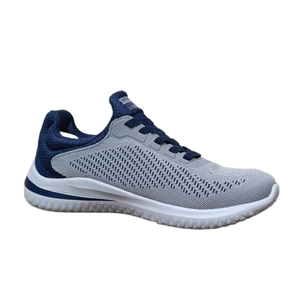 SKECHERS Men's Delson 3.0 Running Shoe (Grey/Navy)