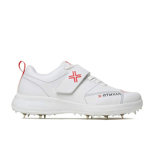 PAYNTR Men's Bowling Spike Cricket Shoe (White/Red)