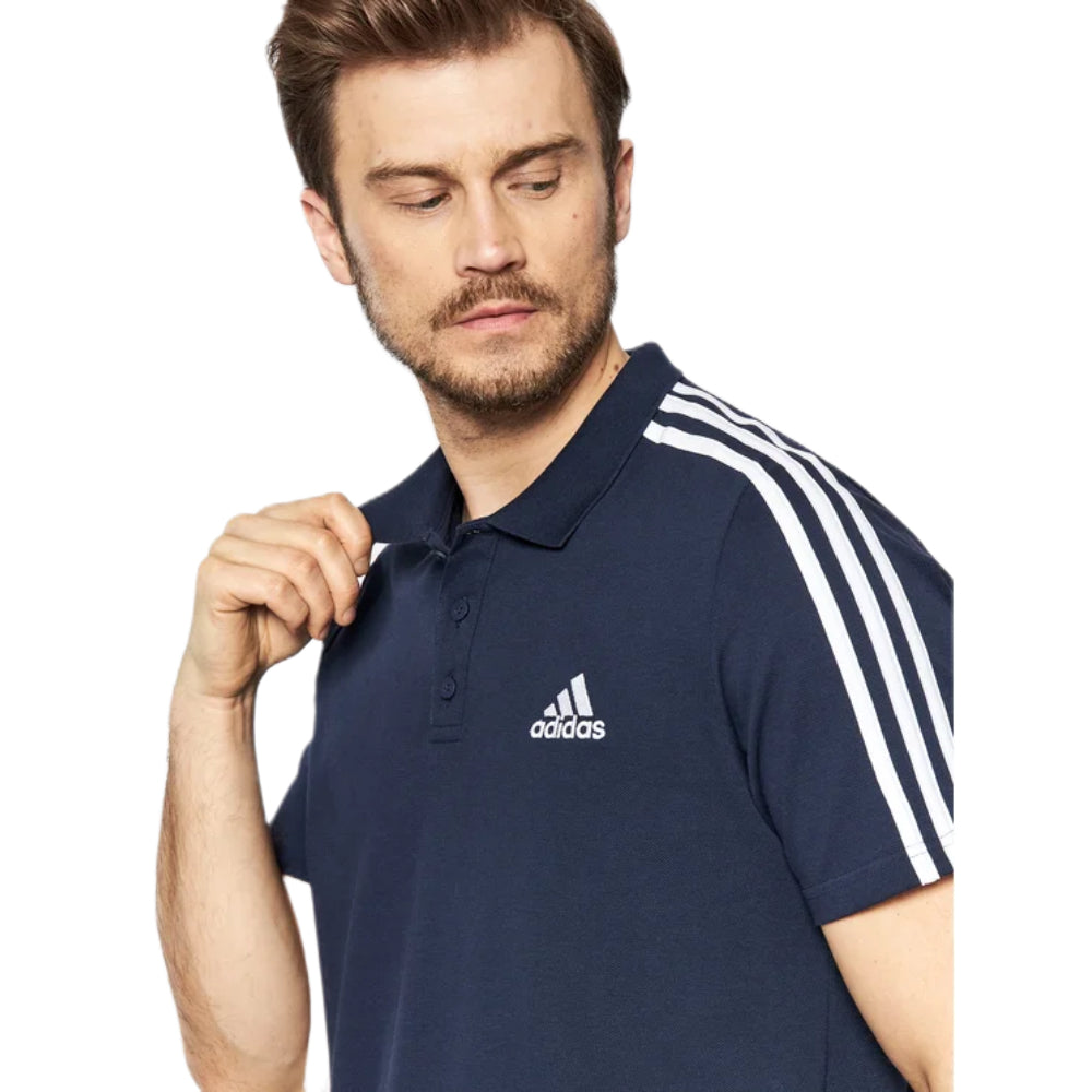 Adidas Men's 3-Stripes Pique Polo Shirt (Legend Ink/White)