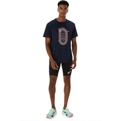 ASICS Men's Track Graphic Short Sleeve Top (Midnight)