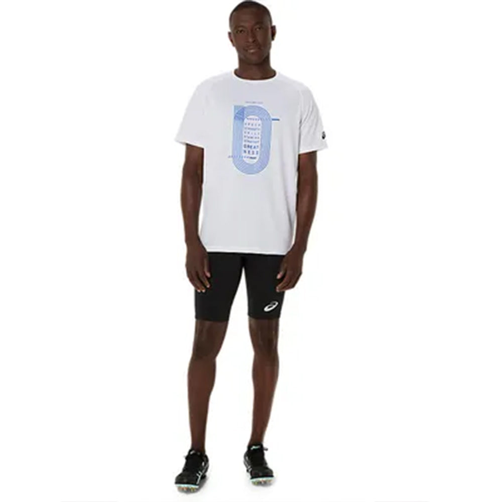 ASICS Men's Track Graphic Short Sleeve Top (White)