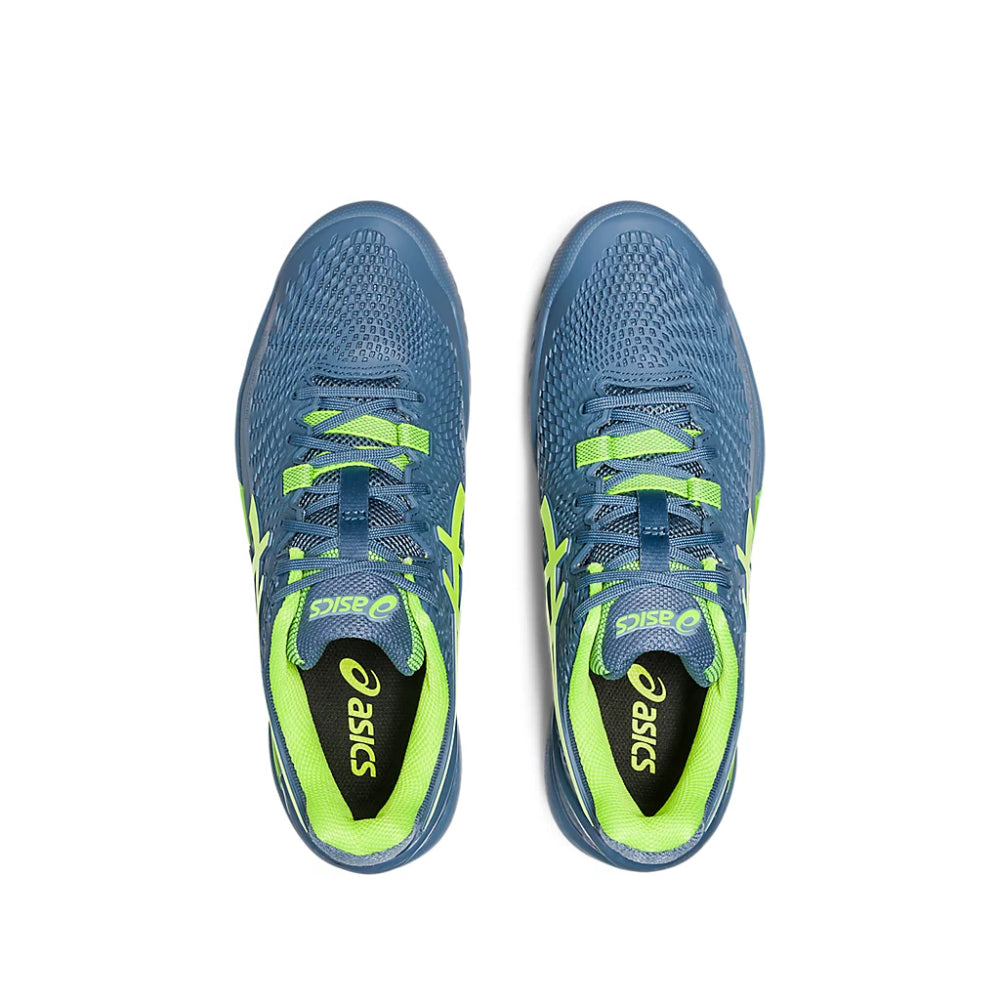 asics Gel-Resolution 9 best tennis Steel Blue,Hazard Green Shoes