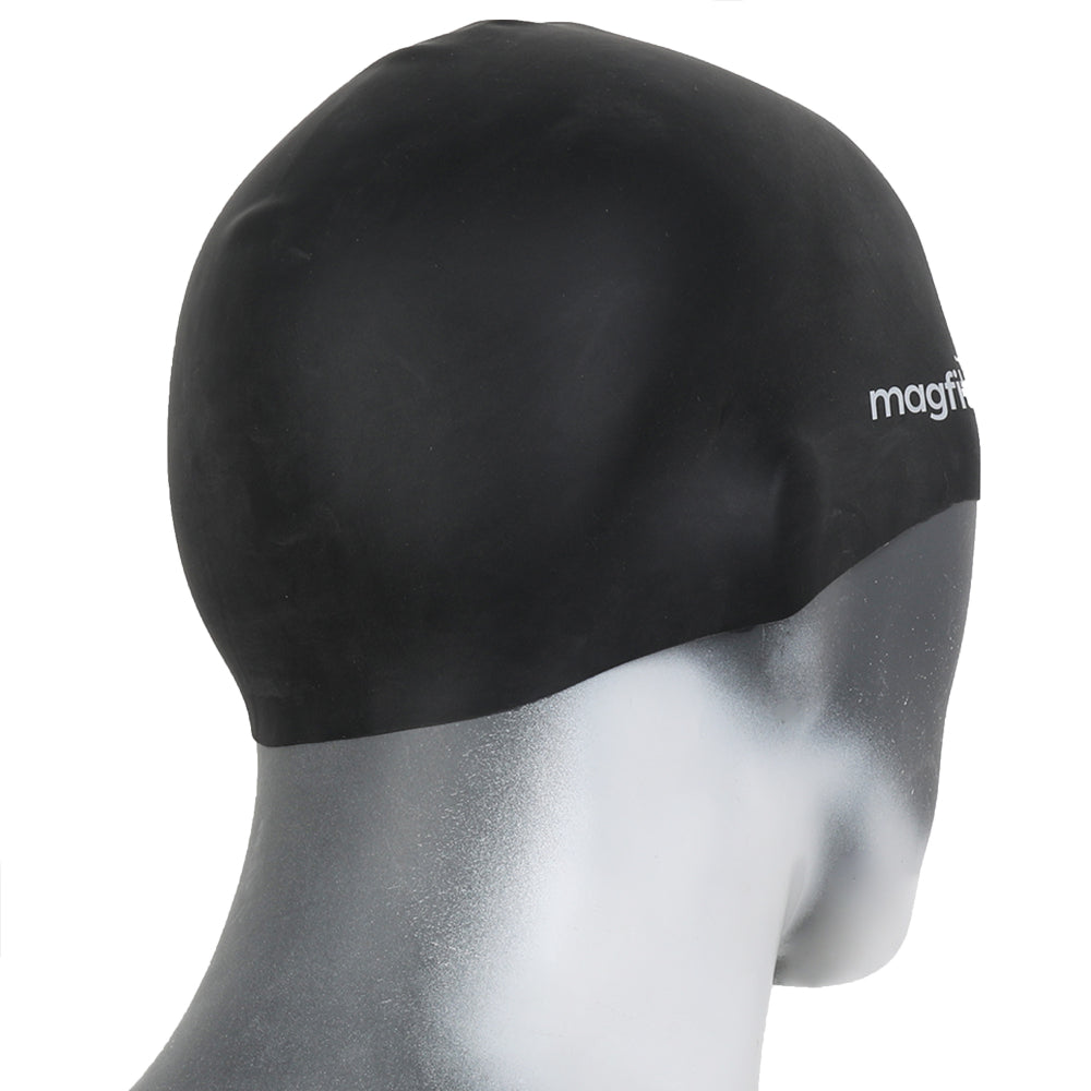 MagFit Long Hair Swimming Unisex Cap (Black)