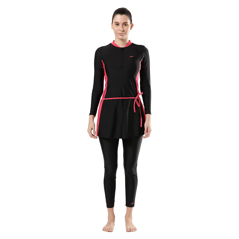 Speedo Women's 2Pc Full Body Suit (Black/Raspberry Fill)