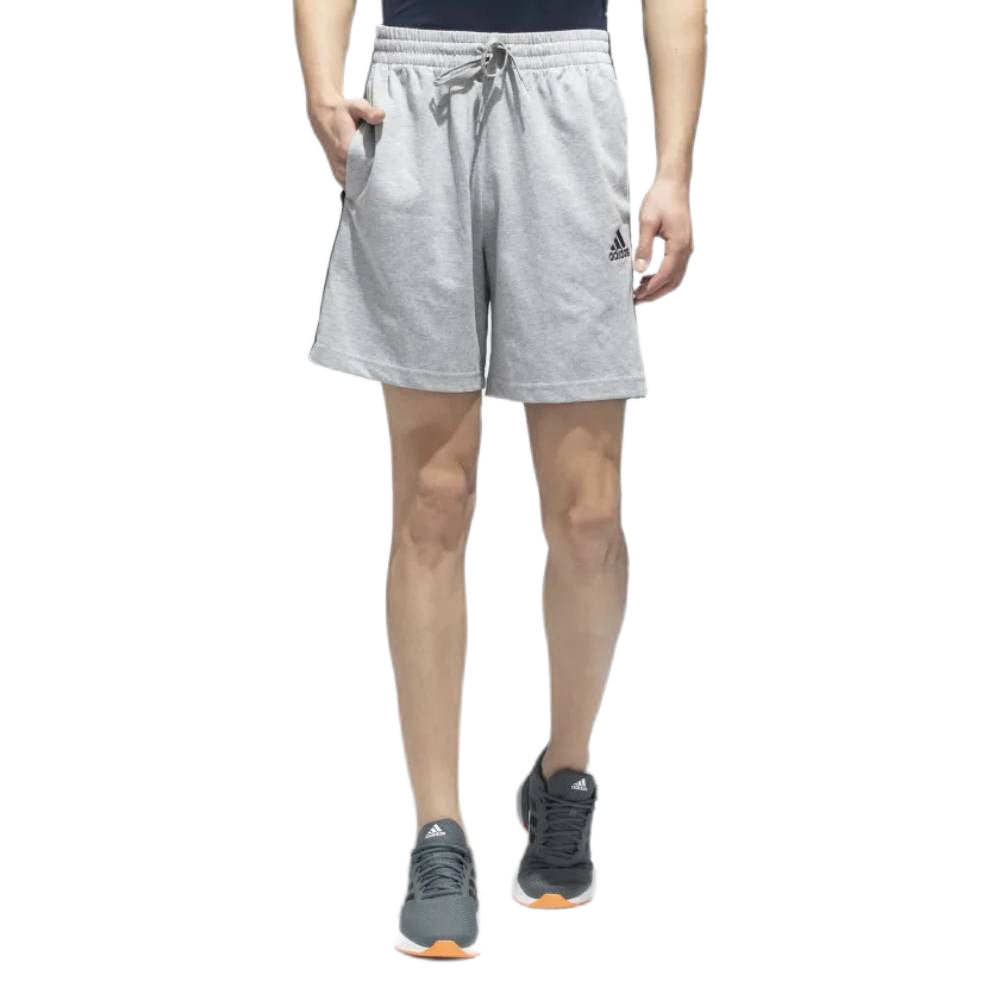 Adidas Men's 3 Stripes Single jersey Short (Medium Grey Heather/Black)