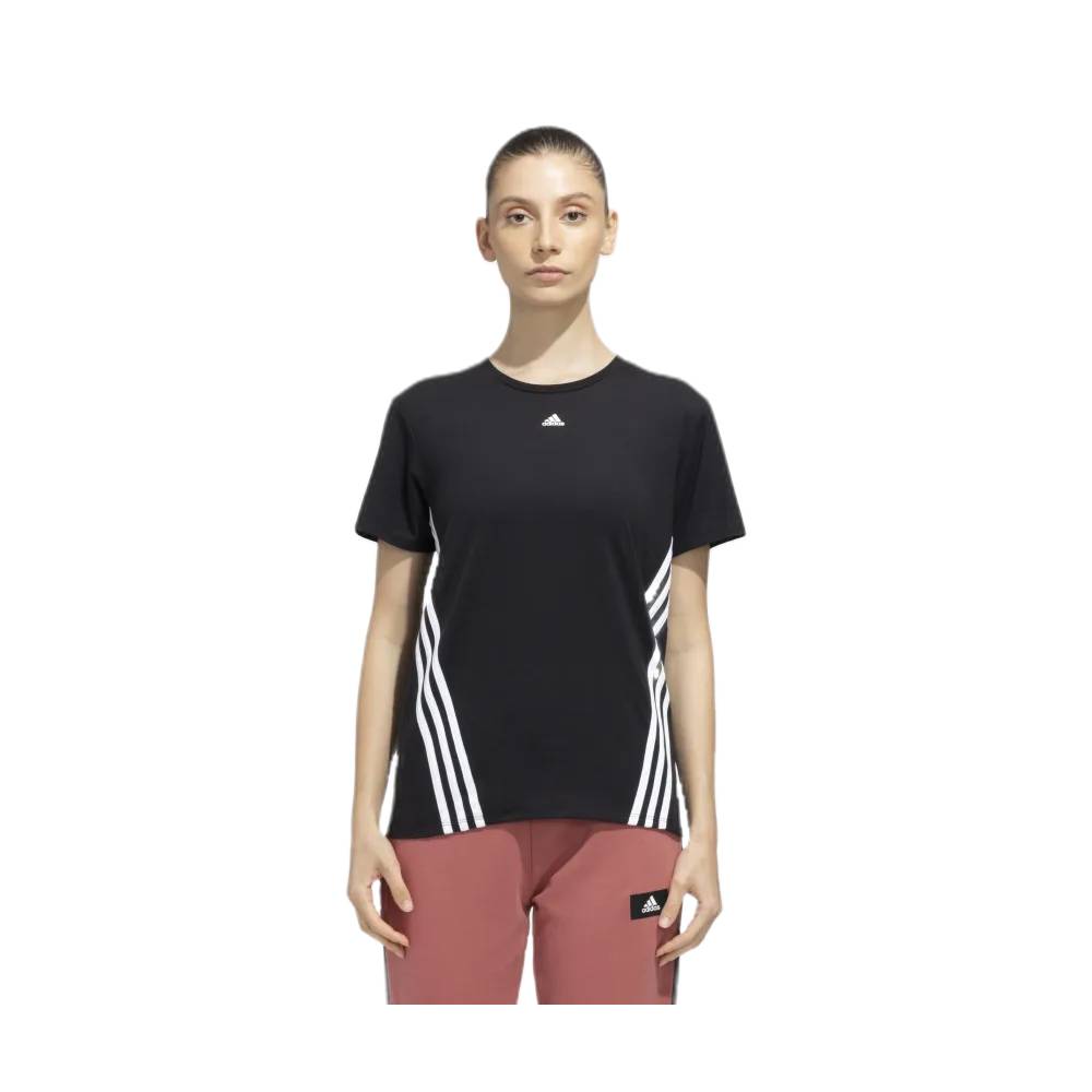 Adidas Women's Training Icons 3 Stripes Tee (Black/White)