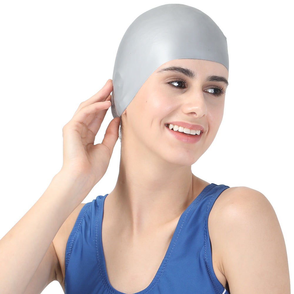 New  MagFit Long Hair Swimming Cap (Silver)