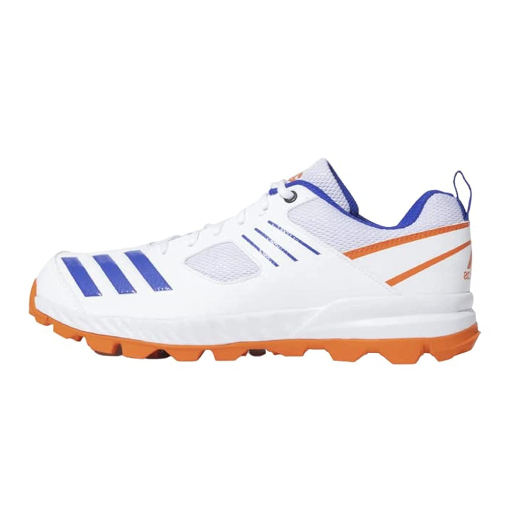 Adidas Men's Crihase 23 Cricket Shoe (Cloud White/Lucid Blue/Semi Impact Orange)
