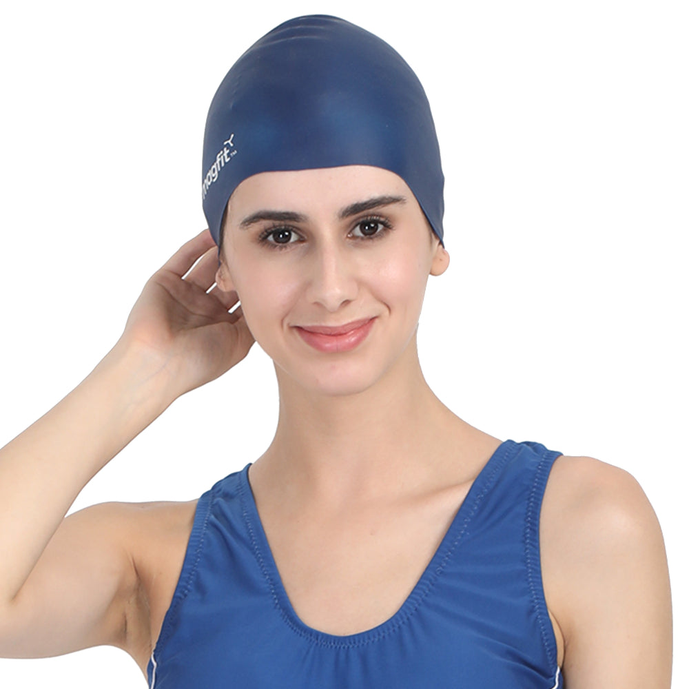 2024 latest MagFit Long Hair Swimming Cap (Blue)