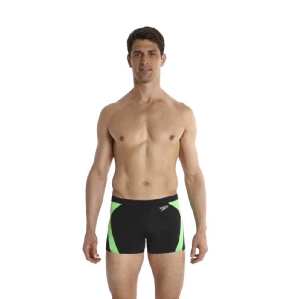 Speedo Men s Logo Graphic Splice Aquashort Black Fluo Green