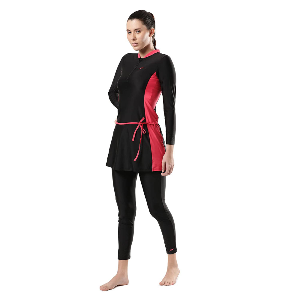 Speedo Women's 2Pc Full Body Suit (Black/Raspberry Fill)