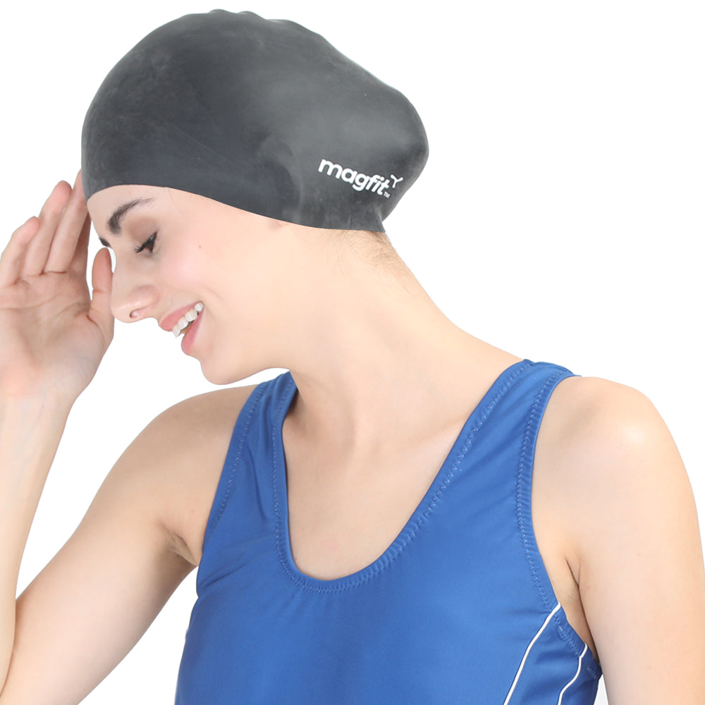 New  MagFit Long Hair Swimming Unisex Cap (Black)