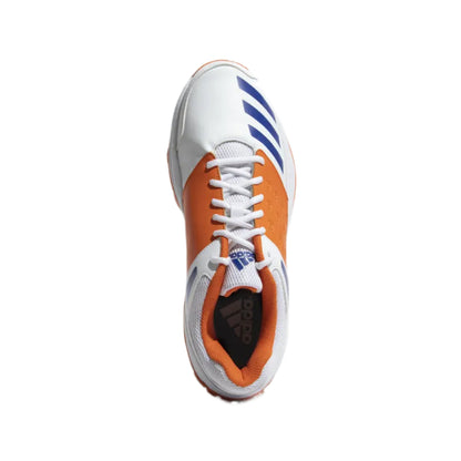 Adidas Men's Crinu 23 Cricket Shoe (Cloud White/Lucid Blue/Semi Impact Orange)