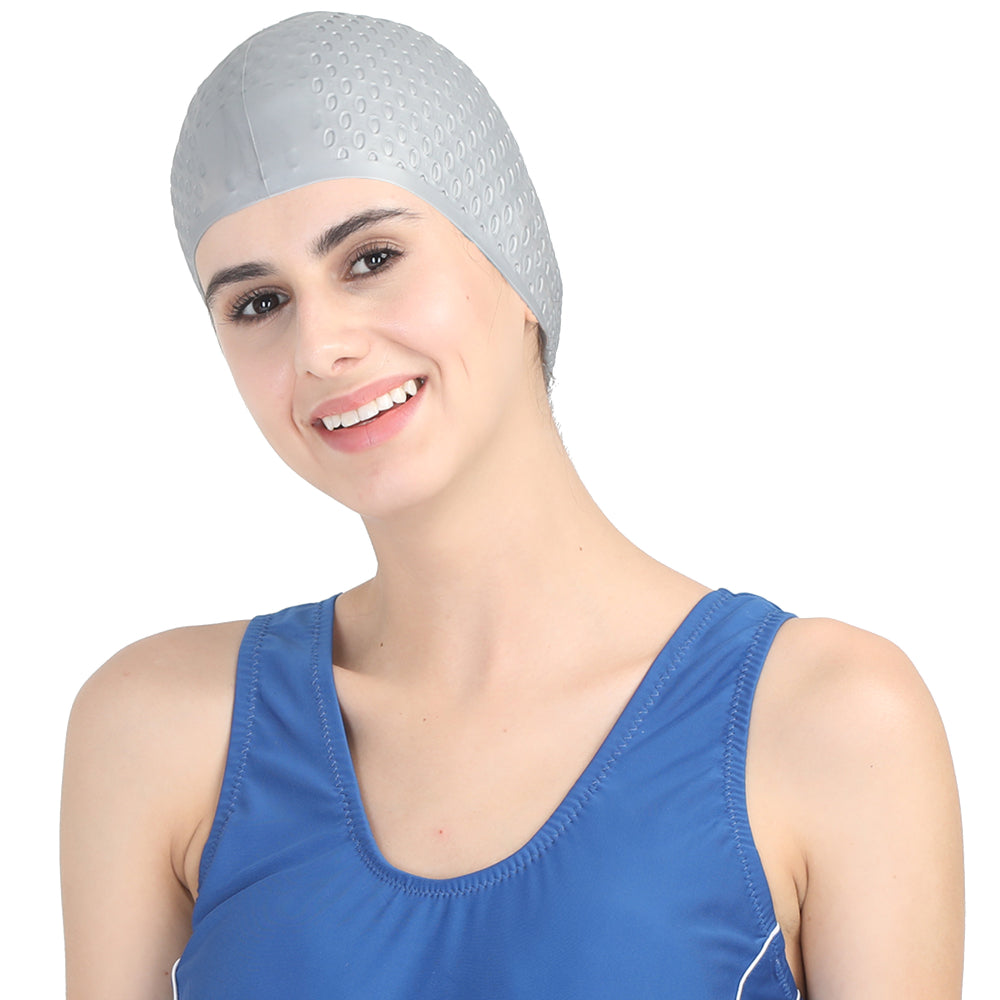 2024 best MagFit Bubble Swimming Cap (Silver)