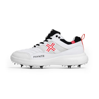 PAYNTR Men's All Rounder Spike Cricket Shoe (White)