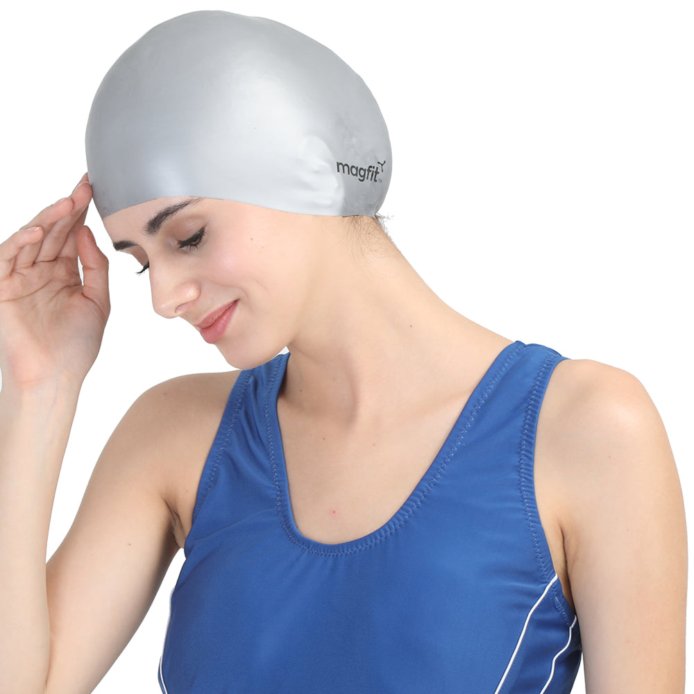 latest MagFit Long Hair Swimming Cap (Silver)