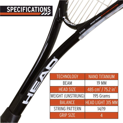HEAD Nano Ti Spector 2.0 Squash Racquet (Grey/White)