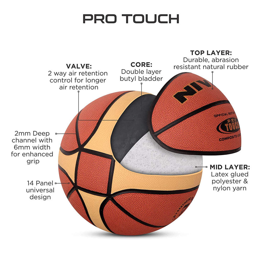 Nivia Pro Touch Composite Leather Basketball (Brick)