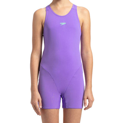 Speedo Girl's Essential Endurance+ Legsuit (Ultra Violet/Green Glow)