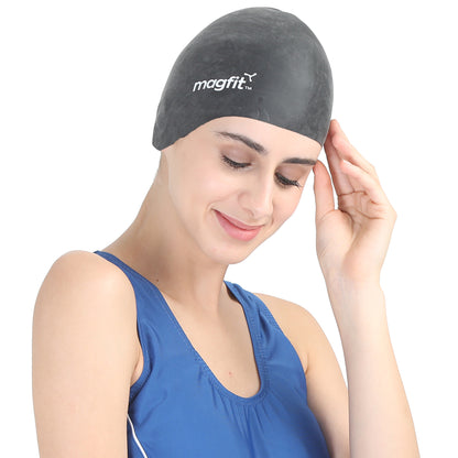 2024 latest MagFit Long Hair Swimming Unisex Cap (Black)