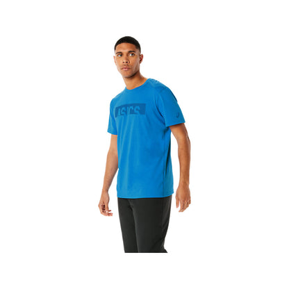 ASICS Men's Print Short Sleeve Top (Blue Coast Heather)