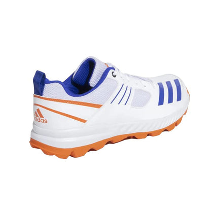 Adidas Men's Crihase 23 Cricket Shoe (Cloud White/Lucid Blue/Semi Impact Orange)