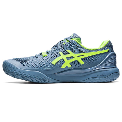 ASICS Men's Gel-Resolution 9 Tennis Shoe (Steel Blue/Hazard Green)