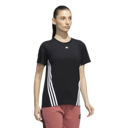 Adidas Women's Training Icons 3 Stripes Tee (Black/White)