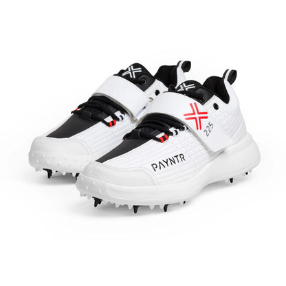 PAYNTR Men's Bowling Spike Cricket Shoe (White)