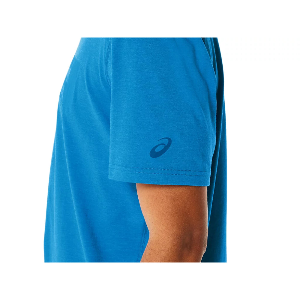 ASICS Men's Print Short Sleeve Top (Blue Coast Heather)