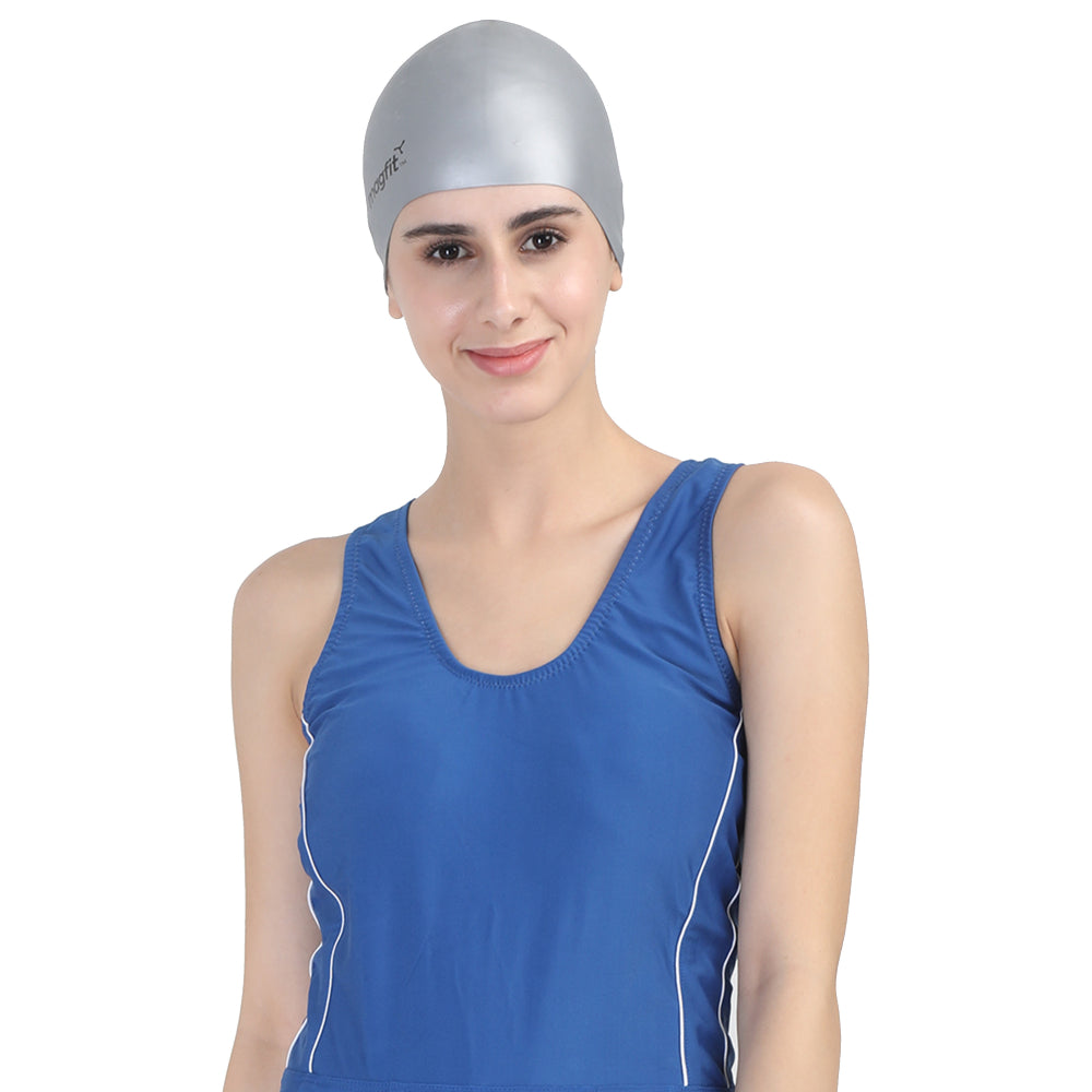 Best MagFit Long Hair Swimming Cap (Silver)