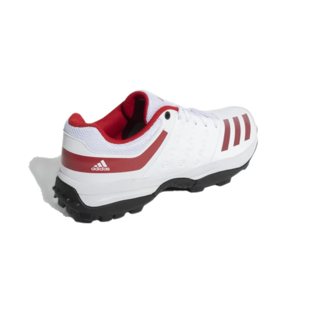 Adidas Men's Crinu 23 Cricket Shoe (Cloud White/Better Scarlet)