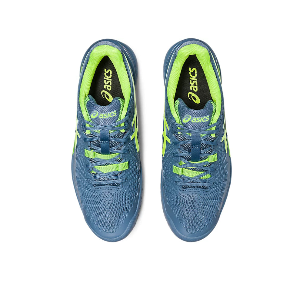 asics Gel-Resolution 9 tennis Steel Blue,Hazard Green Shoes