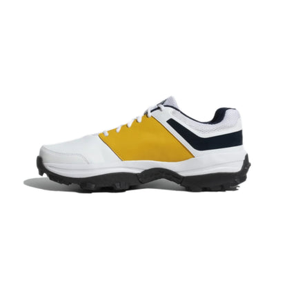 Adidas Men's Crinu 23 Cricket Shoe (Cloud White/Collegiate Navy/Active Gold)