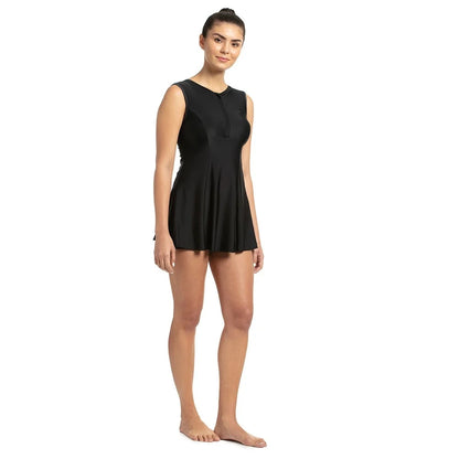 Speedo Women's Closedback Swimdress With Boyleg (Black/Oxid Grey)