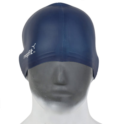 MagFit Unisex Plain Silicone Swimming Cap (Blue)
