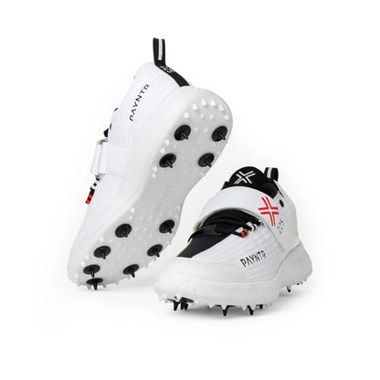 PAYNTR Men's Bowling Spike Cricket Shoe (White)