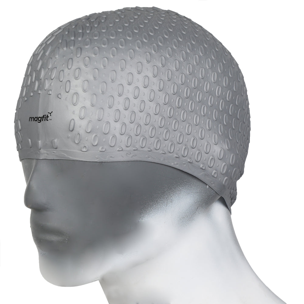 Most Recommended  MagFit Bubble Swimming Cap (Silver)