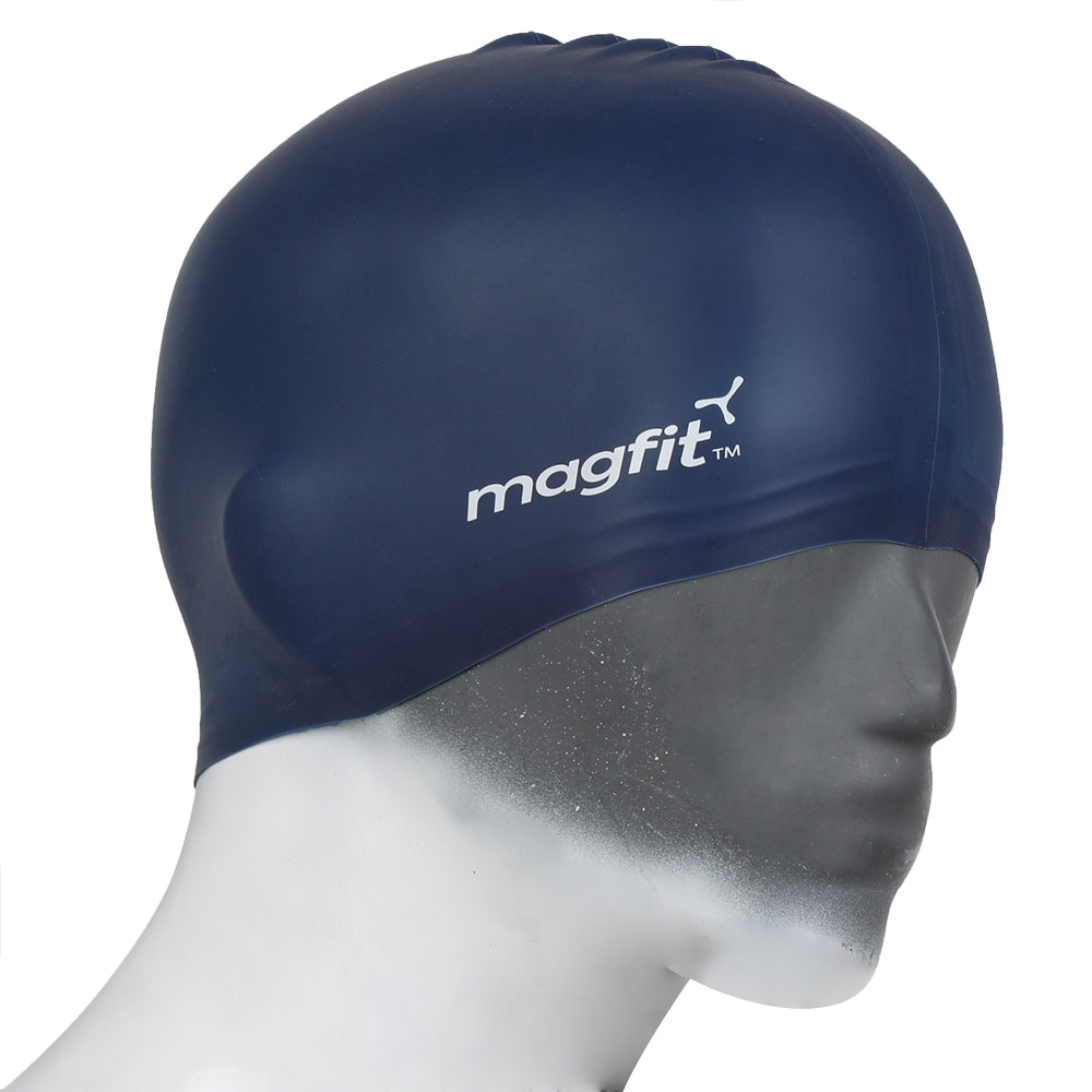 2024 best Recommended  MagFit Plain Silicone Swimming Cap (Blue)