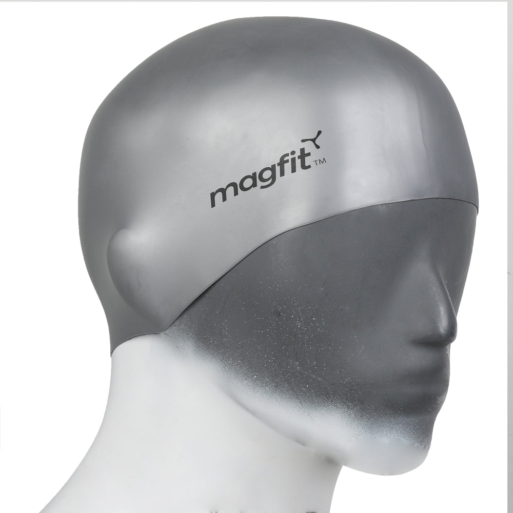 2024 best Recommended  MagFit Long Hair Swimming Cap (Silver)