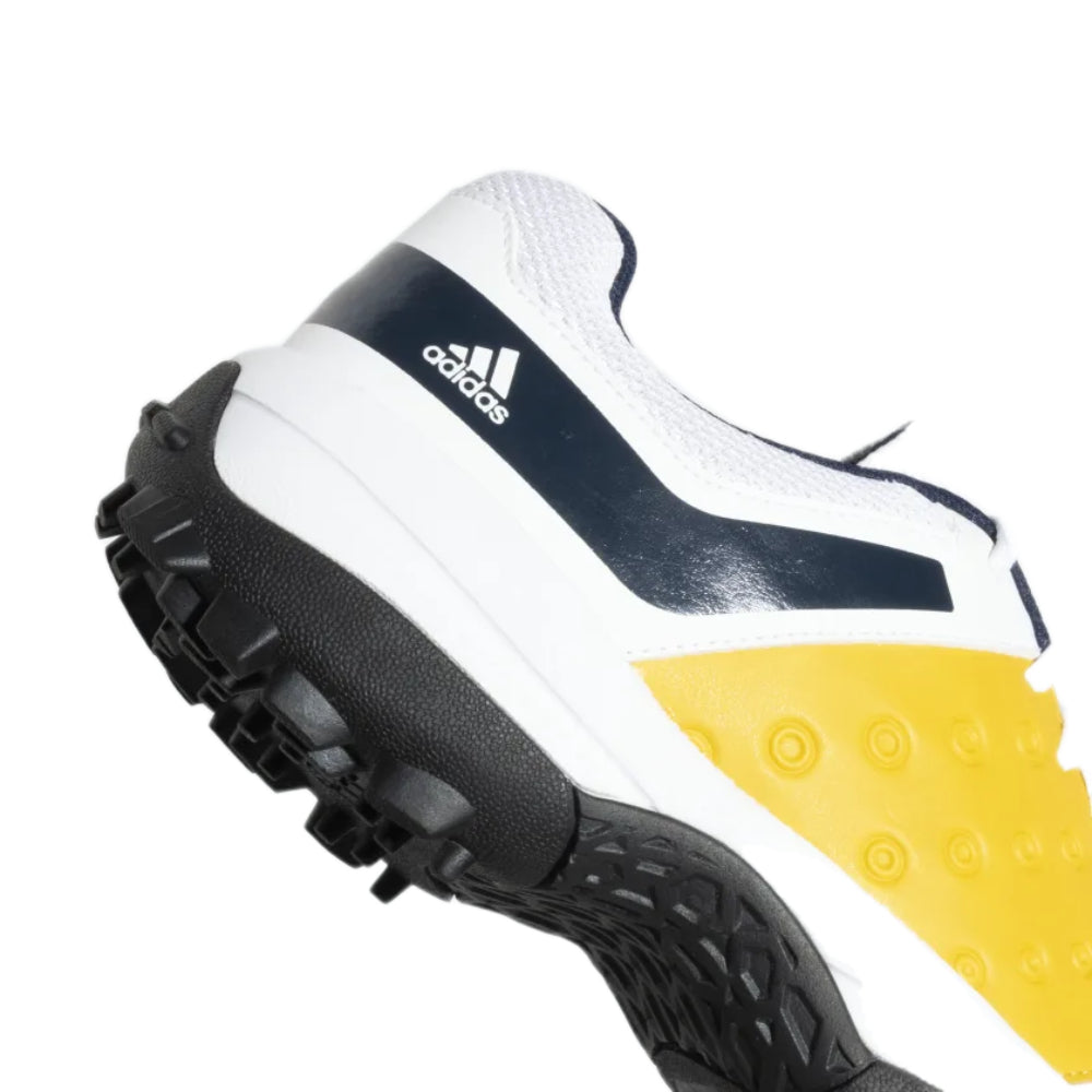 Adidas Men's Crinu 23 Cricket Shoe (Cloud White/Collegiate Navy/Active Gold)